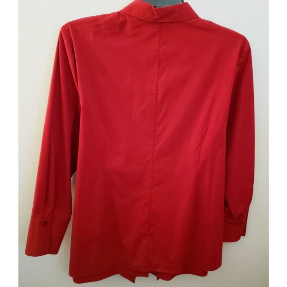 Chico's Red Cotton Blend Tie Front Tunic Shirt Top Size L EUC - Picture 6 of 9